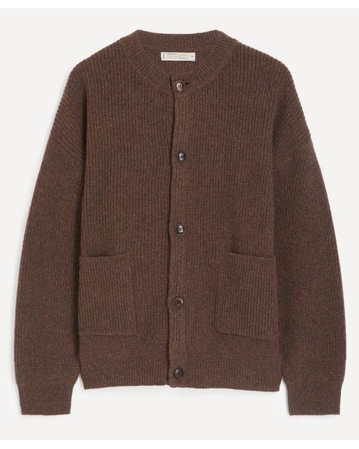 FRIZMWORKS Brown Heavy Wool Round Cardigan for men