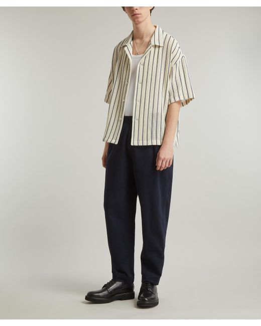 LE17SEPTEMBRE Natural Mens Striped Crochet Knit Shirt 40/50 for men