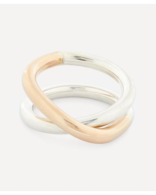Annika Inez White Silver And Gold-filled Double Orbit Ring