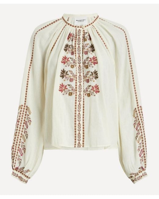 Isabel Marant Natural Lynne Embroidered Gauze Blouse