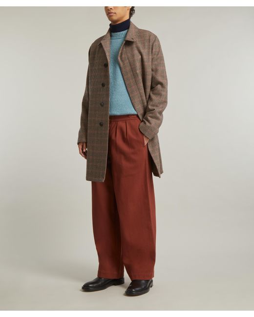 Paul Smith Mens Houndstooth Wool Tweed Overcoat in Brown for Men 