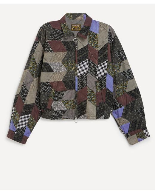 Kapital Black Yabane Quilt Patchwork Drizzler Parka for men