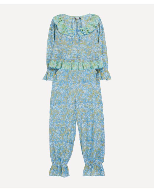 Rixo Blue Women's Bobbie Cotton Pyjama Set