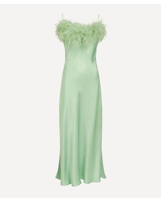Sleeper Green Women's Feathered Boheme Midi Slip Dress