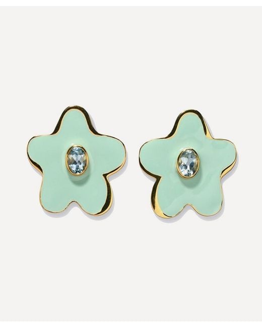 Lizzie Fortunato Green Plated Camilo Topaz Stud Earrings