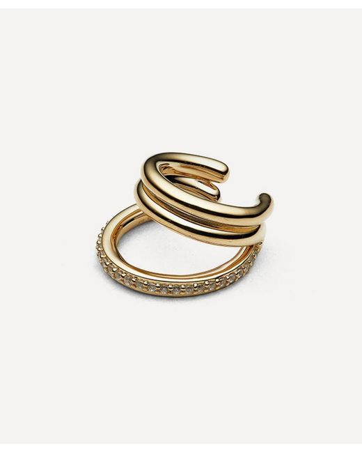 Otiumberg Metallic 14Ct Plated Vermeil Pave Concero Ear Cuff