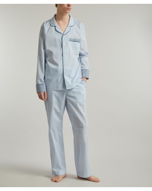Liberty Blue Mens Elements Contrast Tana Lawn Cotton Pyjama Set Xl for men