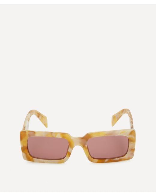 Prada Pink Women's Rectangle Desert Tortoise Acetate Sunglasses One Size