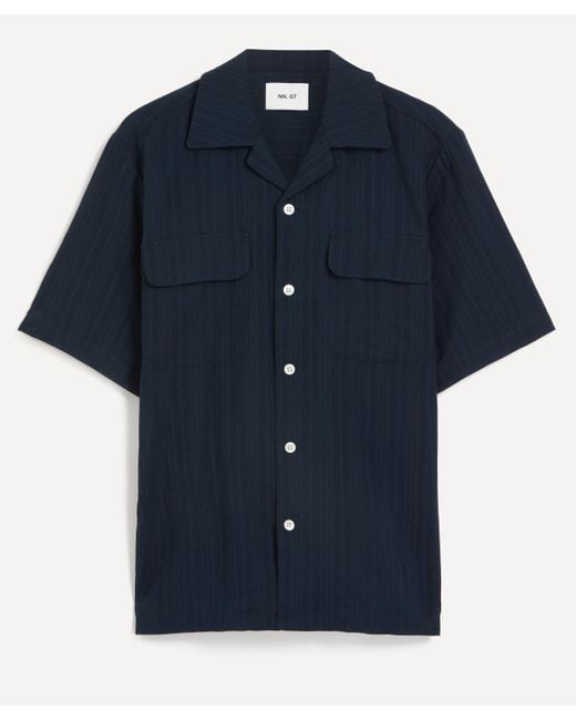 NN07 Blue Mens Daniel 5732 Open-collar Shirt for men