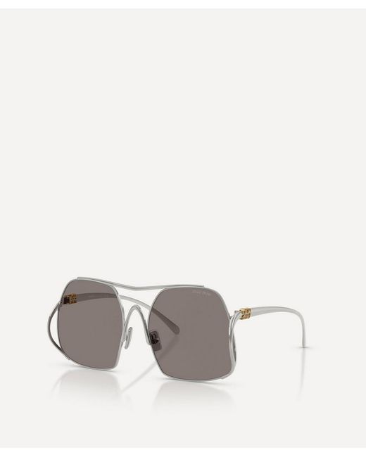 Miu Miu White Oversized Square Sunglasses