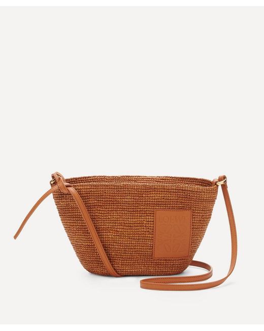 Loewe Brown Slit Raffia Pochette Bag