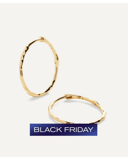 Monica Vinader Blue 14Ct Siren Medium Hoop Earrings