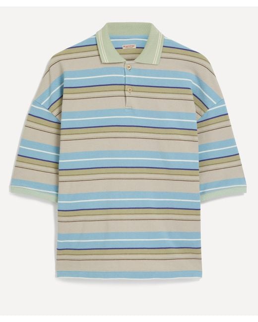 Kapital Blue Mens Multi Stripe Pique Box Polo Shirt 2 for men