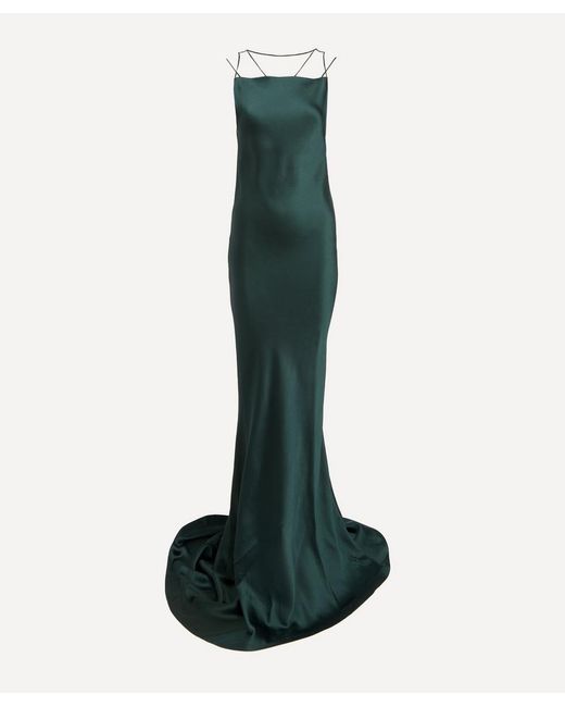 green emerald velvet dress Maison Gown In Satin main image 1