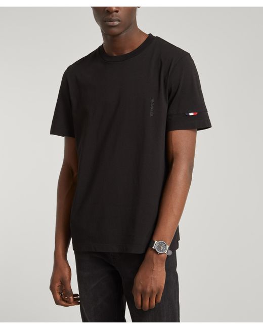 Moncler Cotton Arm Logo T Shirt In Black For Men Lyst