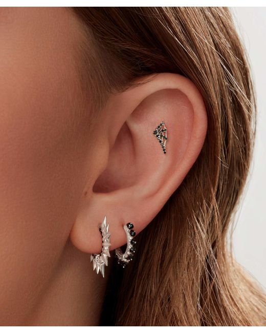 Maria Tash 18ct 10mm Black Diamond Web Threaded Stud Earring Right