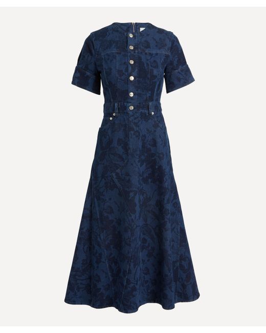 Erdem Blue Women's Denim Asthall Garden Midi-dress 8