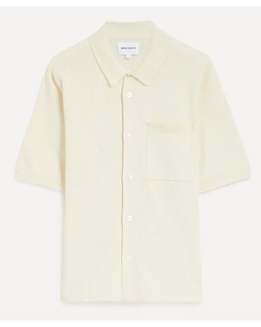 Norse Projects White Rollo Cotton-Linen Short-Sleeve Shirt for men