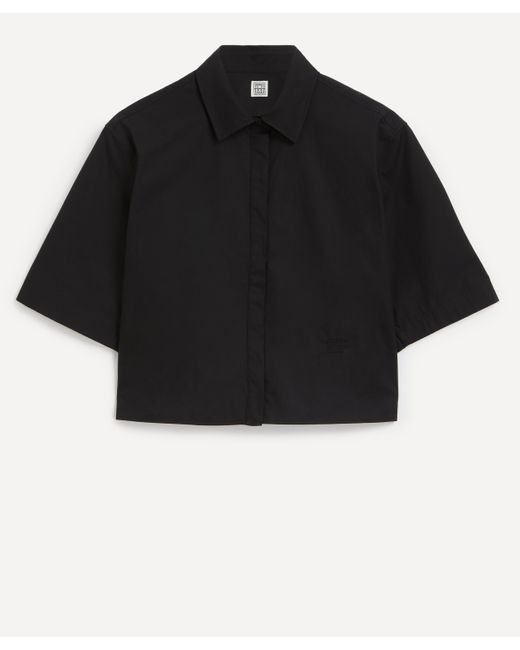 Totême  Black Women's Cropped Cotton Poplin Shirt 14