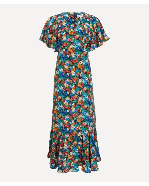 Liberty Blue Women's Chatsworth Bloom Silk Crepe De Chine Aperitif Midi-dress