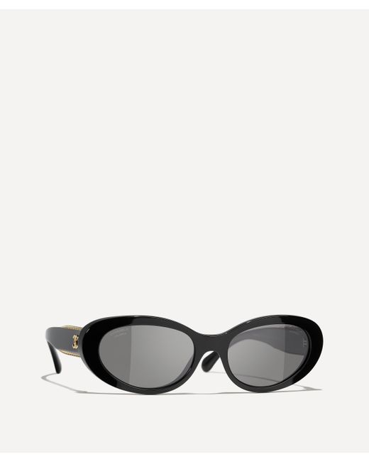 Chanel Black Women's Oval Sunglasses One Size