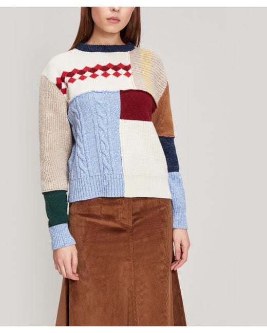 AlexaChung Multicolor Wool Patchwork Crew