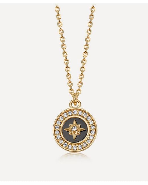 Astley Clarke Metallic 18Ct Plated Vermeil Polaris Onyx Pendant Necklace