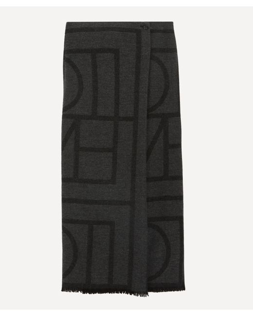 Totême  Black Women's Wool Monogram Sarong 6
