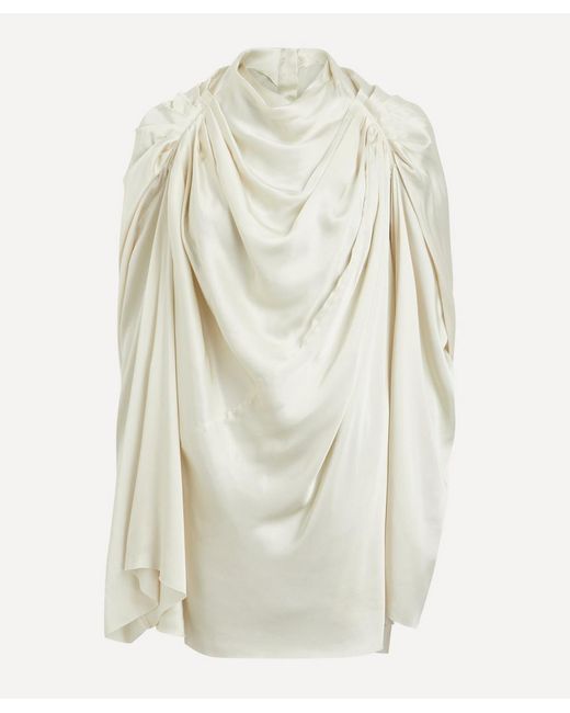 Rick Owens White Claudette Draped Charmeuse Top