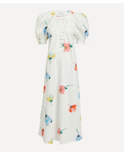 Sleeper White Women's Garden Flower Print Dress Xs