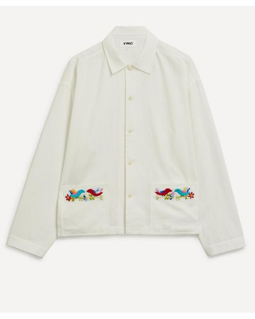 YMC White Pj Embroidered Overshirt for men