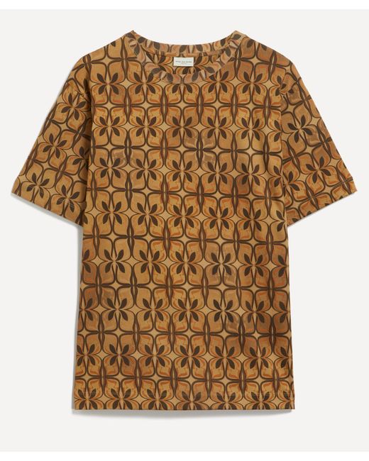 Dries Van Noten Brown Mens 70s Butterfly Print T-shirt for men