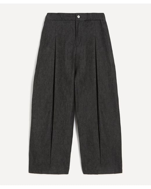 SAGE NATION Gray Box Pleat Denim Trousers for men