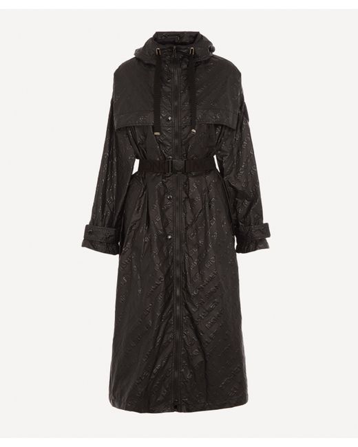 Moncler Black Bouteille Embossed Nylon Trench Coat