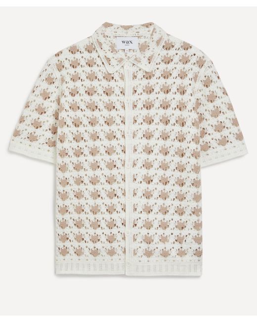 Wax London White Mens Porto Crochet Shirt L for men