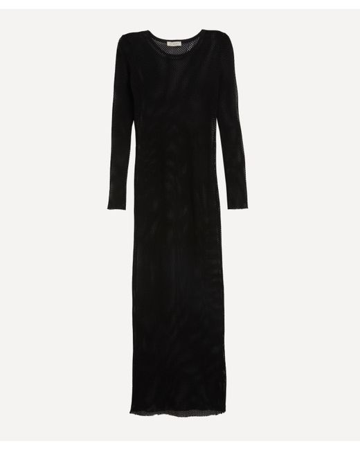 St. Agni Black Women's Mesh Long-sleeve Maxi-dress