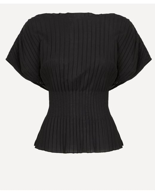 IVY & OAK Black Taye Pleated Plisse Top