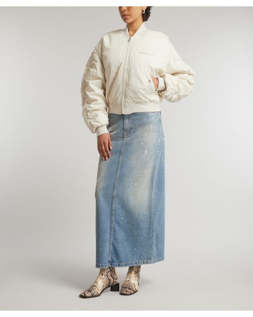 Acne Blue Women's Distressed Denim Maxi Skirt 10