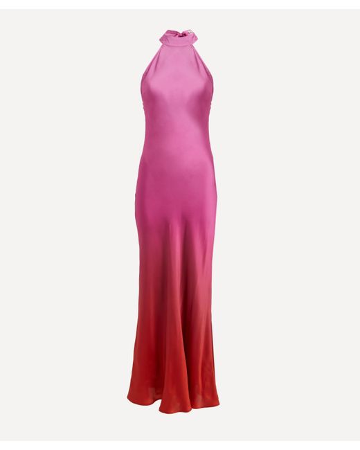 Rixo Pink Women's Savona Satin Halter-neck Gown Xs
