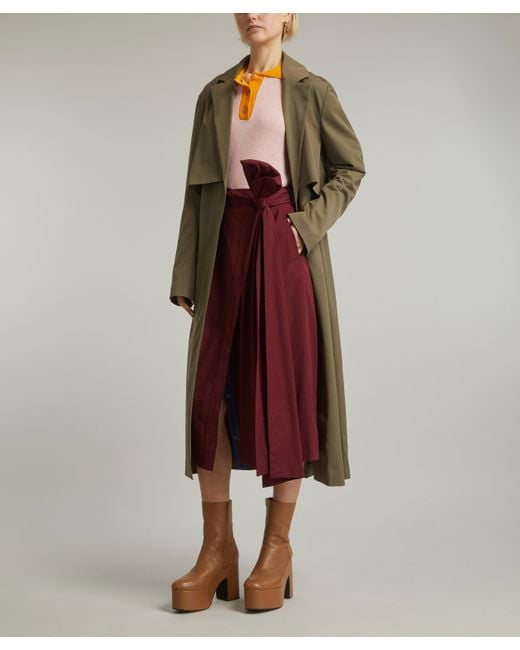 Dries Van Noten Purple Women's Cotton Poplin Bow Wrap-skirt 12