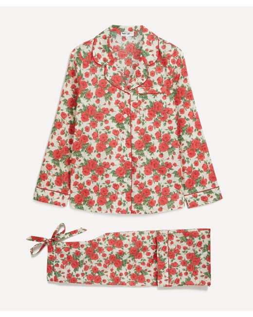 Liberty Red Women's Carline Rose Tana Lawn Cotton Classic Pyjama Set Xl