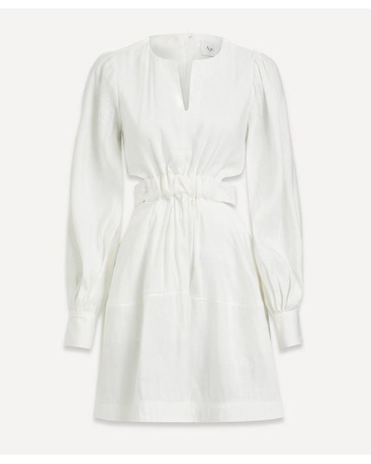 Aje. White Spectral V-Neck Mini-Dress