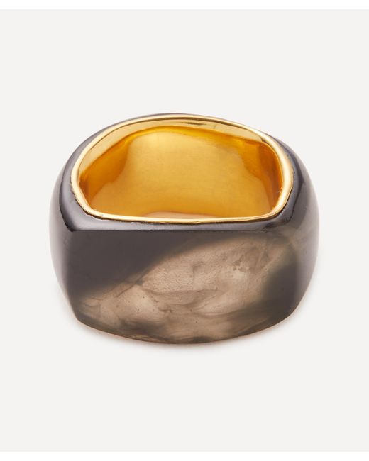Completedworks Gray Mens 14ct Gold-plated Vermeil Silver A Virtuous Circle Smoky Quartz Ring for men