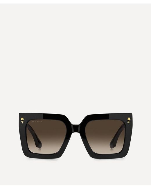 Etro Black Colour Stripes Square Sunglasses