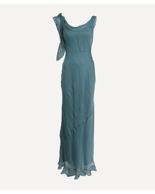 Saloni Women's Asher B Ash Blue Slip Dress 8
