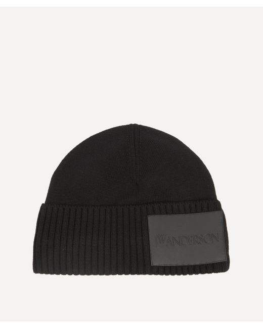 J.W. Anderson Black Women's Logo Patch Wool Beanie Hat One Size