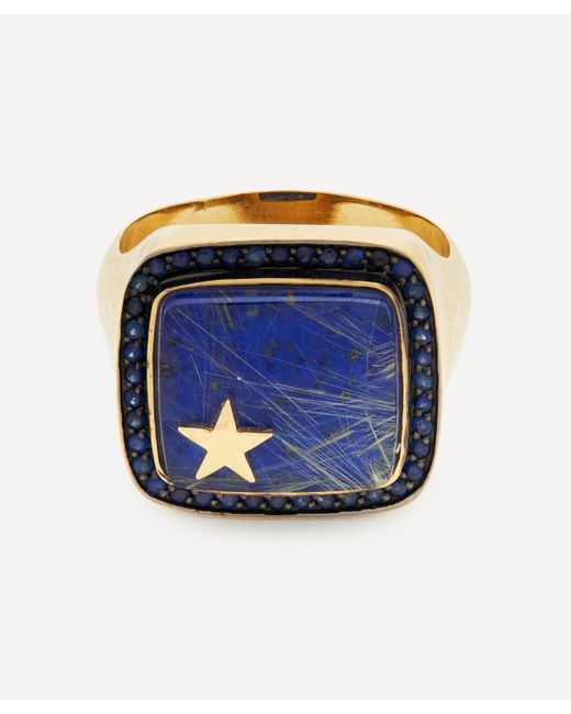 Andrea Fohrman Gold Zenith Lapis And Blue Sapphire Ring 6.5 for men