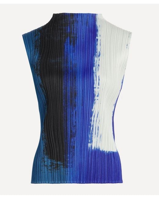 Pleats Please Issey Miyake Blue Jump Pleated Top