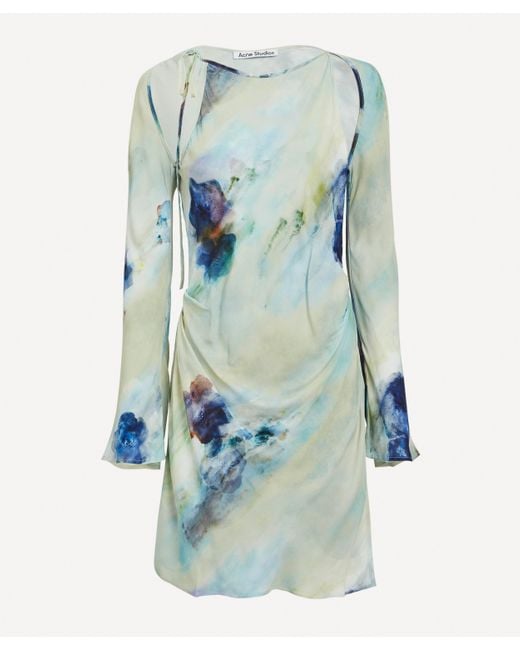 Acne Women's Blue Printed Wrap Dress