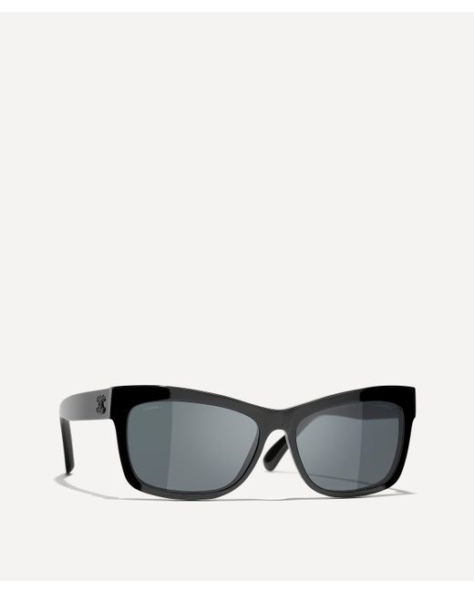 Chanel Black Women's Rectangular Sunglasses One Size